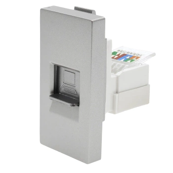 Moduł 1/2 - gniazdo RJ45 Ethernet Cat6 - szary - kompatybilny z ramkami Tawoia Glass