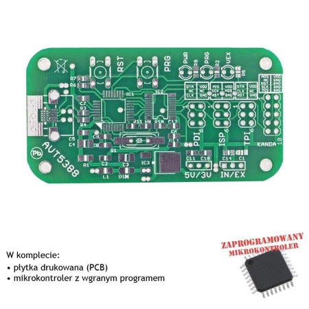 Programator AVR-ISP MKII, PCB i mikroprocesor do projektu AVT5388