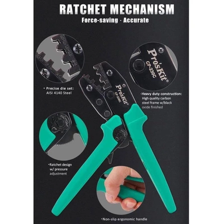 Zaciskarka konektorów nieizolowanych 0.5-6mm2, Proskit CP-230C