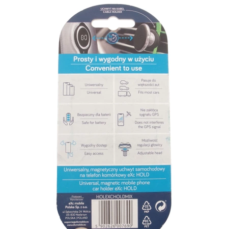Uchwyt samochodowy magnetyczny, montowany na kratkę, eXc HOLD