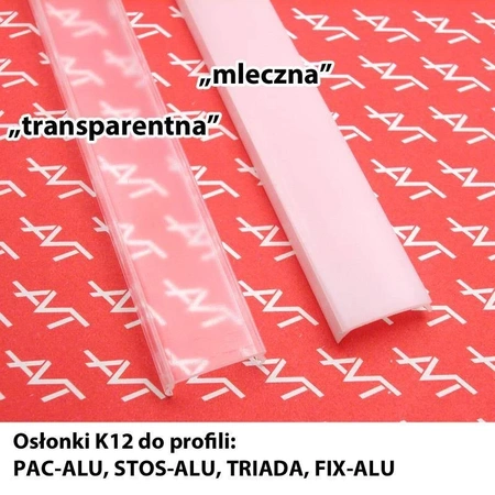 Klosz K12, osłonka do profilu LED mleczna 1m