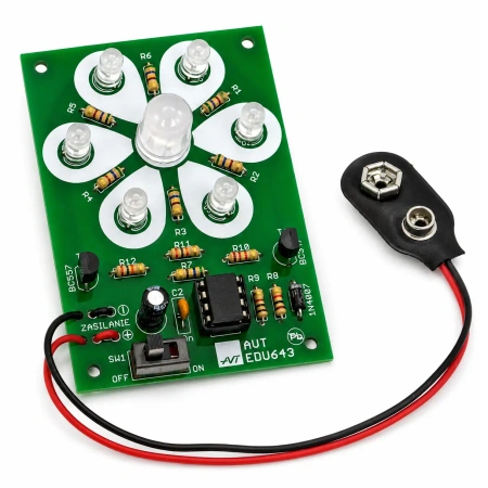 Dwukolorowy kwiatek LED. Zestaw DIY do nauki lutowania AVT EDU643