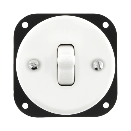 Włącznik dzwonkowy kołyskowy ceramiczny, okrągły z ramką, podtynkowy biały Ceramic Loft