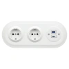 2x Gniazdko Schuko okrągłe + Gniazdko USB A+C 4A z ramką potrójną, białe, montaż podtynkowy, Ceramic Loft