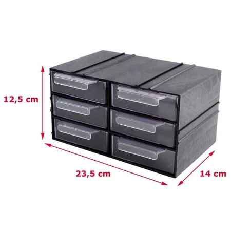 Magazynek szufladkowy modułowy 23x14x12.5cm, 6 szufladek, Konger PX6