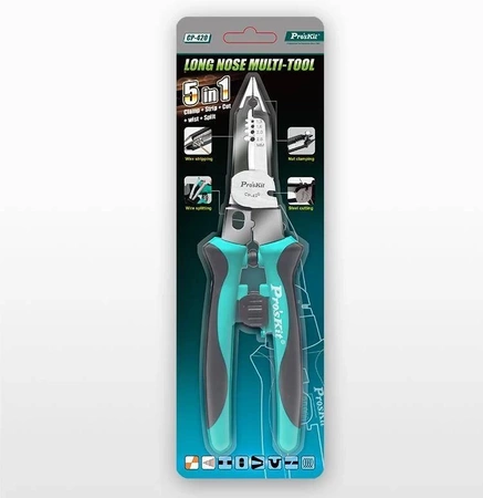 Szczypce wielofunkcyjne: (obcinaczki, ściągacz izol., Zaciskarka) CP-420 Proskit
