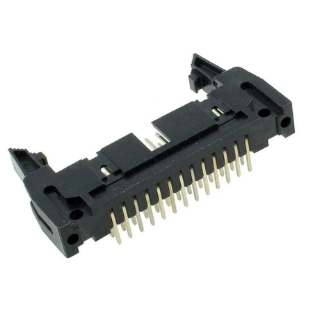 Wtyk IDC 26-stykowy kątowy do montażu na PCB, raster 2,54 mm z zatrzaskami, Z-WS26VW