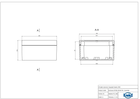 Obudowa hermetyczna ZP105.105.60 jasnoszara ABS