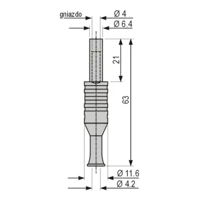 Gniazdo na przewód 4mm bezpieczne (tuleja stała) 1KV=/~ KAT.III 24A czerwone