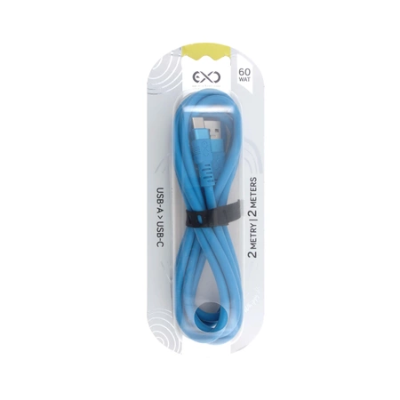 Kabel USB-A - USB-C, 60 W, 2 m, pastelowy, eXc