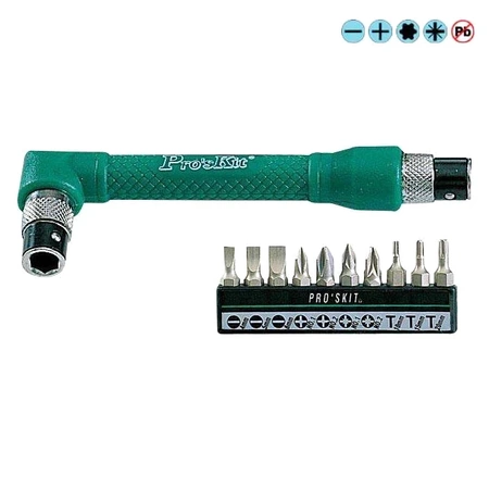 Zestaw bitów 10szt z uchwytem twin wrench (-, PH, PZ, torx)