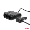 Rozgałęziacz zapalniczki samochodowej 12/24V – 3 gniazda + 4x USB-A, 180W, wyświetlacz LED, ON/OFF, AMiO 04835