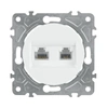 Gniazdo komputerowo-telefoniczne RJ45 i RJ11, okrągłe, białe, podtynkowe, moduł bez ramki, OVAL