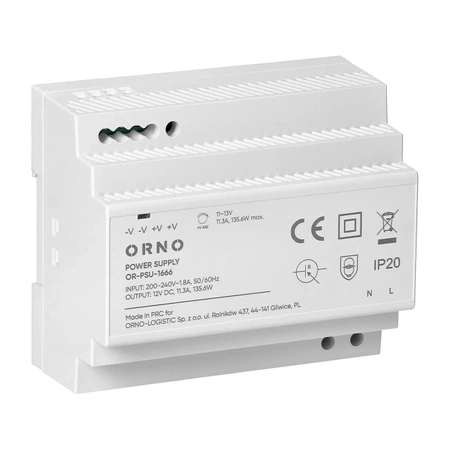 Zasilacz na szynę DIN 12VDC 11.3A 135.6W OR-PSU-1666