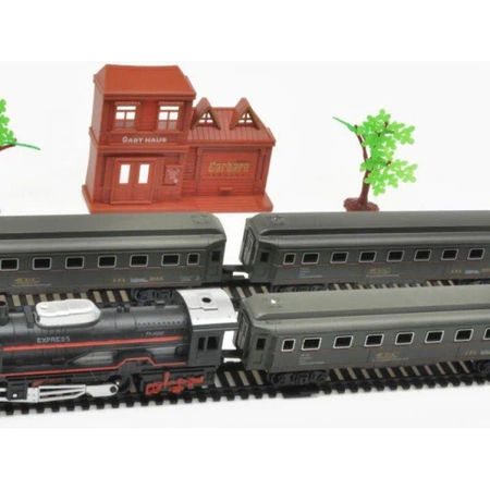 Zestaw Realistyczna Kolejka Rail King - Parowóz + 3 Wagony