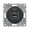 Gniazdo USB 2x 5V/2A, czarne, OVAL Electromalt