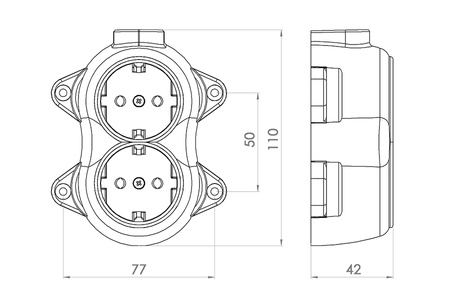 Gniazdo elektryczne Schuko podwójne, montaż natynkowy, kolor czarny, seria Retro PRL