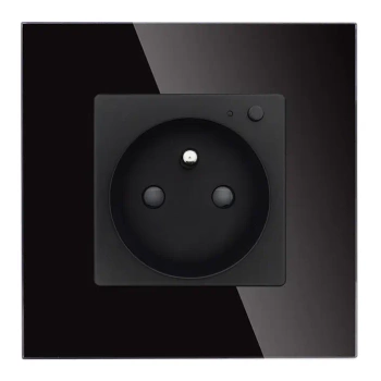 Gniazdko elektryczne z watomierzem - sterowanie ZigBee - szklana ramka - czarne - Tawoia Smart Home