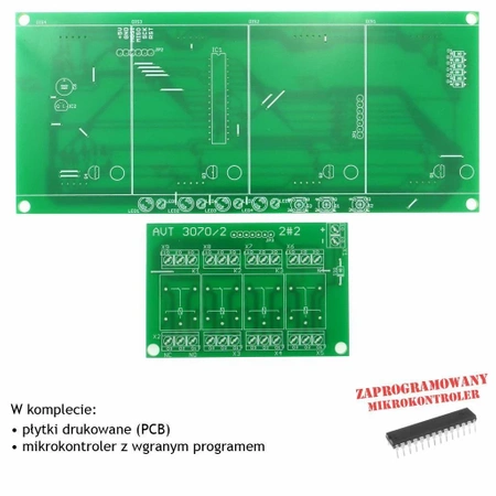 4 kanałowy termometr i termostat z histerezą, PCB's i mikroprocesor do projektu AVT3070