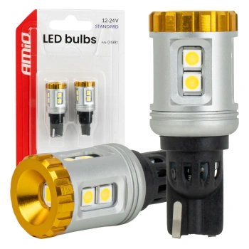 Żarówki LED W16W T15 bez CANBUS 12/24 V, 9 diod SMD, światło białe, 2 szt. - AMiO 04991