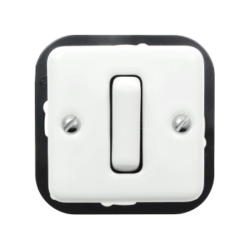 Włącznik światła schodowy ceramiczny, kwadratowy podtynkowy biały Ceramic Loft