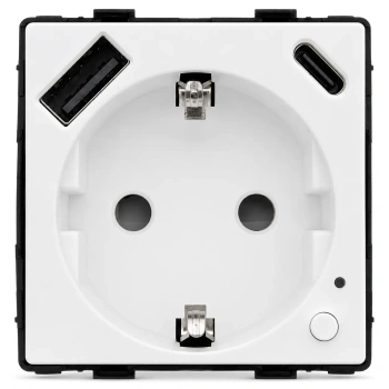 Gniazdko elektryczne Schuko z USB A+C 20W z watomierzem WiFi i Bluetooth białe podtynkowe (moduł bez ramki) - TAWOIA Smart Home