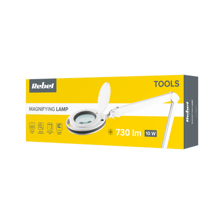 Lampa warsztatowa 10W z lupą 5 dioptrii, mocowanie do blatu