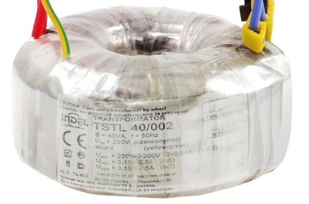 Transformator toroidalny lampowy TSTL 40/002, 40VA, 200V + 200V + 3,15V + 3,15V, Indel