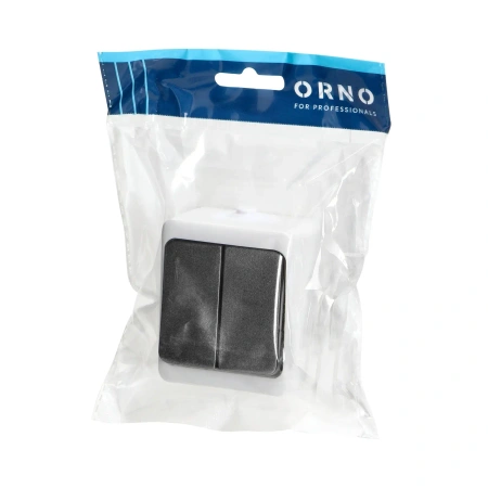 Włącznik natynkowy podwójny ORNO AQUATIC MINI IP54 10A 230V biało-czarny