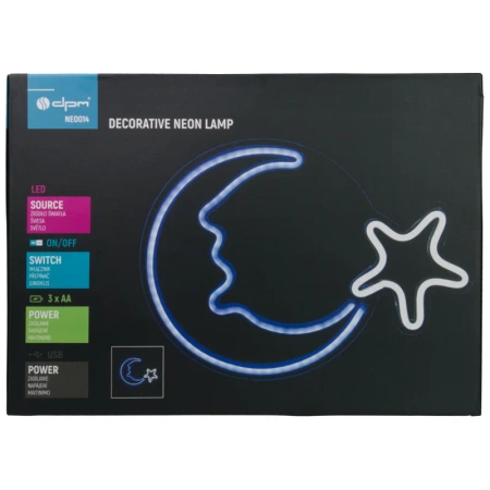 Neon LED "księżyc", dekoracja LED 38x28,5cm zasilanie z baterii lub USB