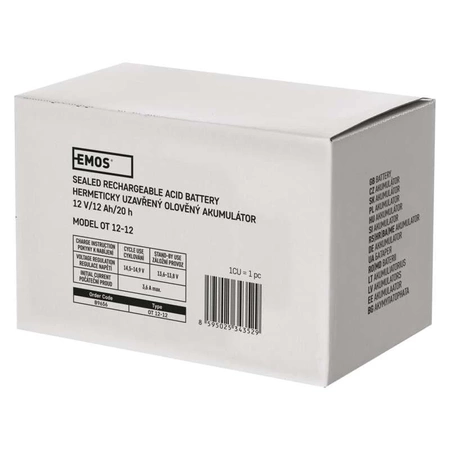 Akumulator AGM 12V 12Ah, 151x98x96mm, 3.3kg, EMOS B9656