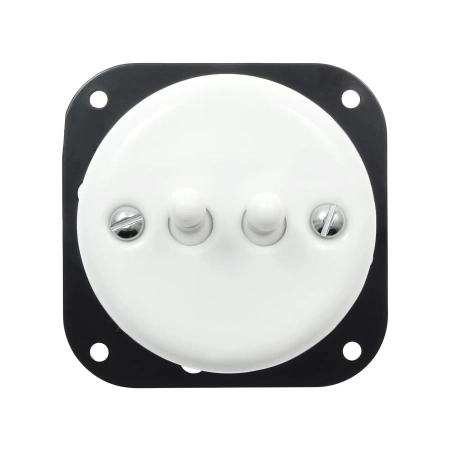 Włącznik żaluzjowy dźwigniowy ceramiczny, okrągły z ramką, podtynkowy biały Ceramic Loft