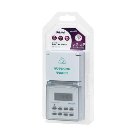 Elektroniczny programator czasowy IP44, 8 programów, ORNO PRE-432