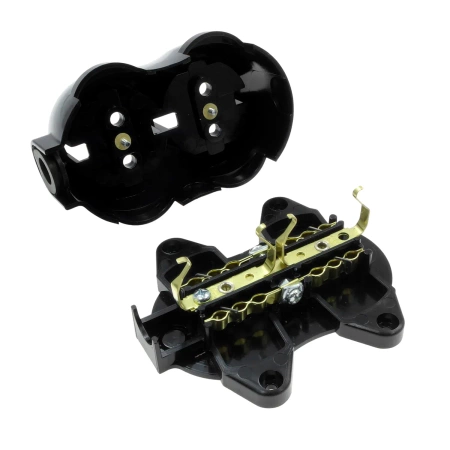 Gniazdo elektryczne Schuko podwójne, montaż natynkowy, kolor czarny, seria Retro PRL