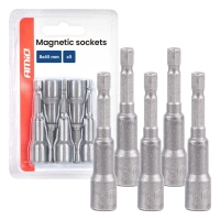 Nasadki magnetyczne 8 mm do wkrętów farmerskich, długość 65 mm, trzpień 1/4" HEX, 5 szt. - AMiO 04938