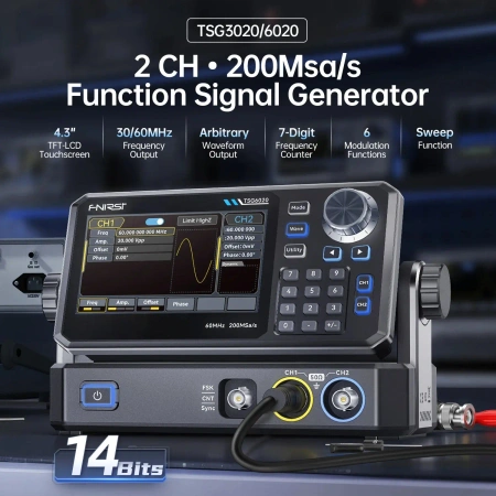 Generator sygnału 2 kanałowy 60MHz Fnirsi TSG6020