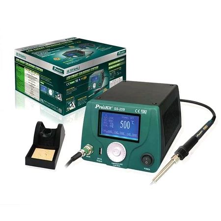 Stacja lutownicza 90W, grzałka ceramiczna, ESD, port USB, kompaktowe wymiary 18x15x11cm, Proskit SS-259B