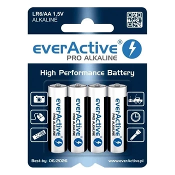 Bateria R6 (AA) alkaliczna 2900mAh, everActive Pro (blister 4szt)