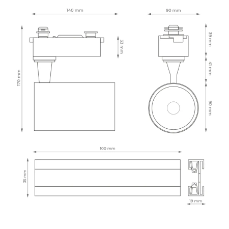 Zestaw oświetlenia szynowego: 4 reflektory LED 15W, 2m szyny + akcesoria, biały
