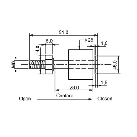Czujnik poziomu cieczy KSL35, SPST-NO, przewód 30cm, do pionowego montażu