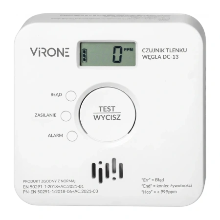 Czujnik czadu / tlenku węgla VIRONE DC-13 - LCD, 2xAA, sensor 10 lat