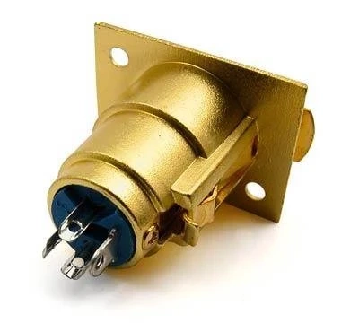 Gniazdo XLR 3P F montaż do obudowy, złote