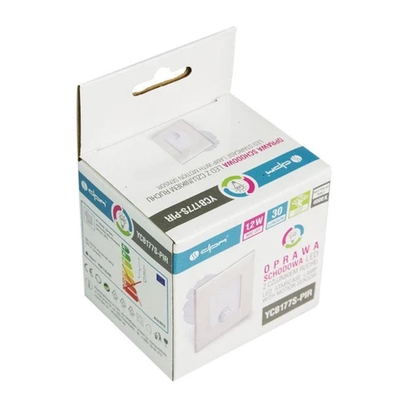 Lampka schodowa LED z czujnikiem ruchu, 230Vac, kwadratowa srebrna