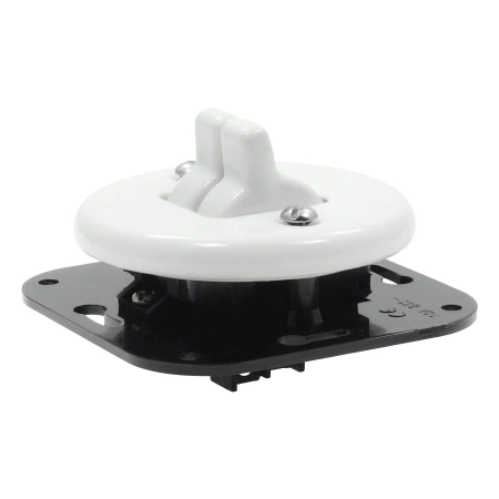 Włącznik światła podwójny kołyskowy ceramiczny, okrągły podtynkowy biały Ceramic Loft