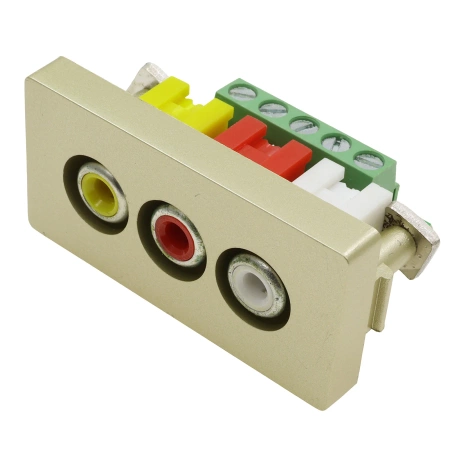 Moduł 1/2 - 3 gniazda RCA Audio&Video - złoty - kompatybilny z ramkami Tawoia Glass