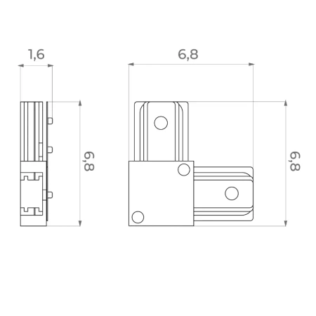 Złączka typu L do szyny, czarna