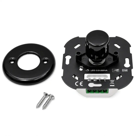 Dimmer LED 0.5-200VA ceramiczny podtynkowy moduł bez ramki okrągły czarny Ceramic Loft