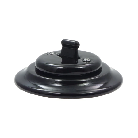 Włącznik światła krzyżowy dźwigniowy ceramiczny, okrągły z ramką, podtynkowy czarny Ceramic Loft