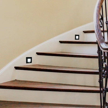 Lampka schodowa LED z czujnikiem ruchu, 230Vac, kwadratowa czarny mat