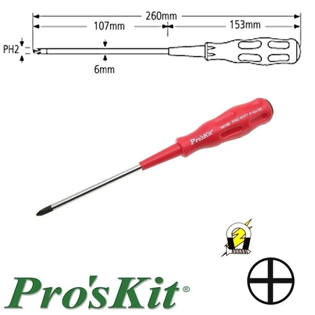 Wkrętak krzyżakowy PH2 Pro-Soft 260 mm, magnetyczny, ProsKit 89413B